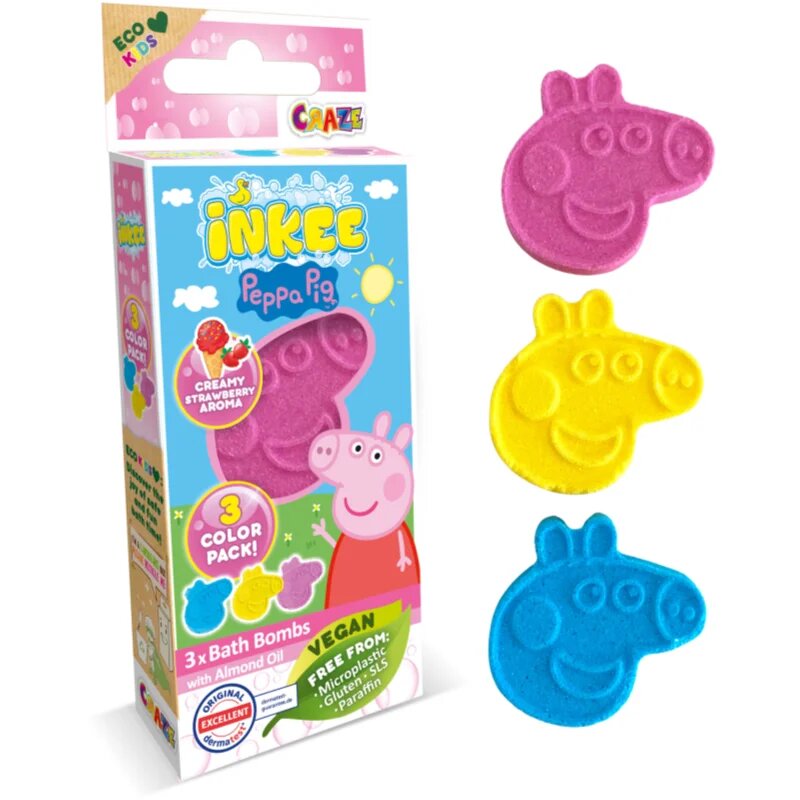 Peppa Pig Bath Bomb kroglica za kopel za otroke 3x15 g