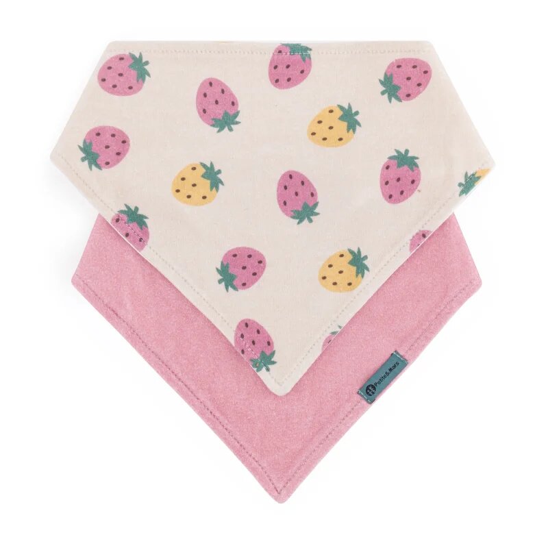 Petite&Mars Bandana Luke 3m+ slinček Beige Strawberies&Dusty Rose 2 kos