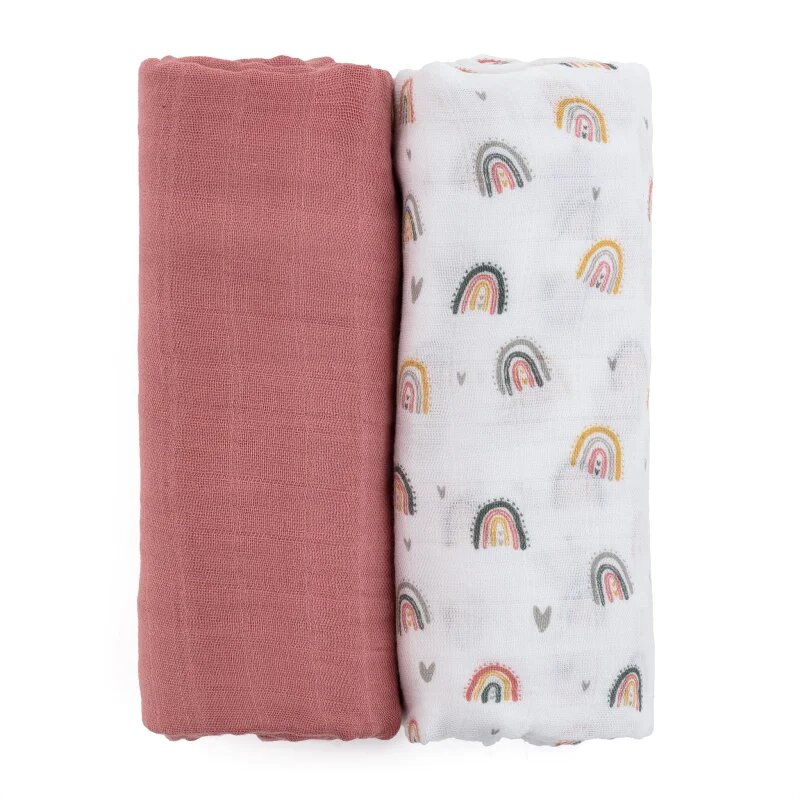 Petite&Mars Misty plenice iz blaga Rose Rainbows 120 x 120 cm 2 kos