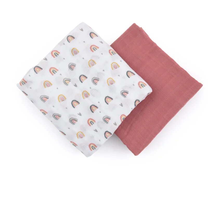 Petite&Mars Misty plenice iz blaga Rose Rainbows 120 x 120 cm 2 kos