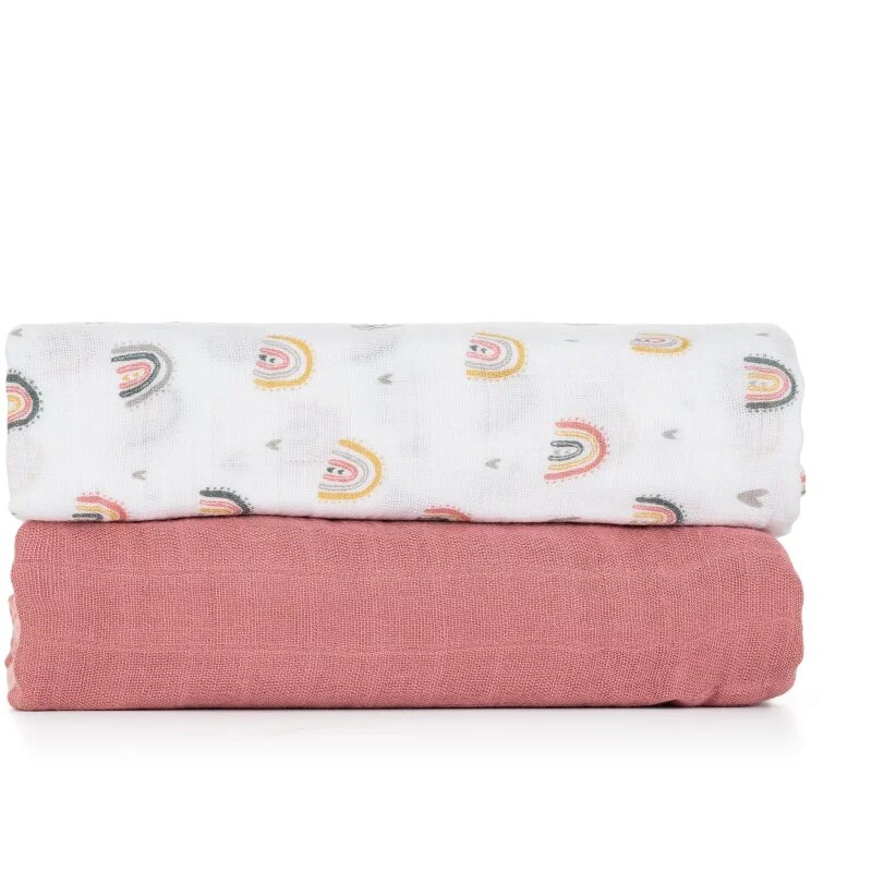 Petite&Mars Misty plenice iz blaga Rose Rainbows 120 x 120 cm 2 kos