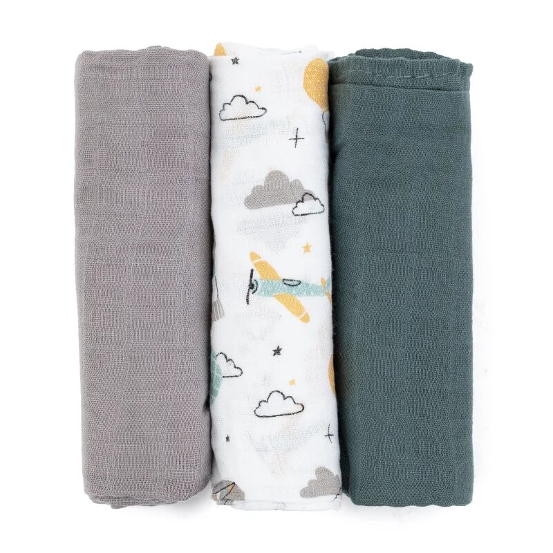 Petite&Mars Moussy plenice iz blaga Grey Planes 68 x 68 cm 3 kos