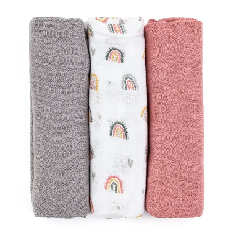 Petite&Mars Moussy plenice iz blaga Rose Rainbows 68 x 68 cm 3 kos