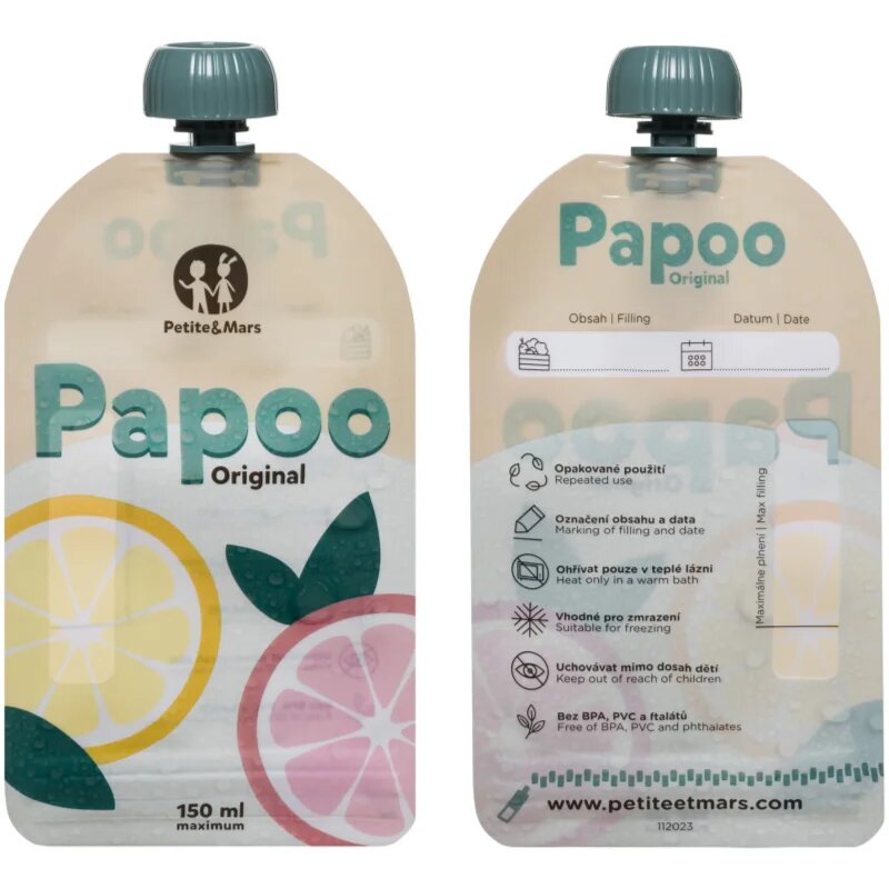 Petite&Mars Papoo vrečka za hrano 6x150 ml