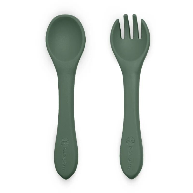 Petite&Mars Take&Match Silicone Cutlery pribor Misty Green 6 m+ 2 kos