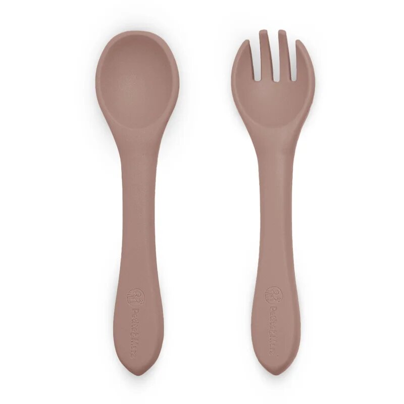 Petite&Mars Take&Match Silicone Cutlery pribor Velvet Latte 6m+ 2 kos