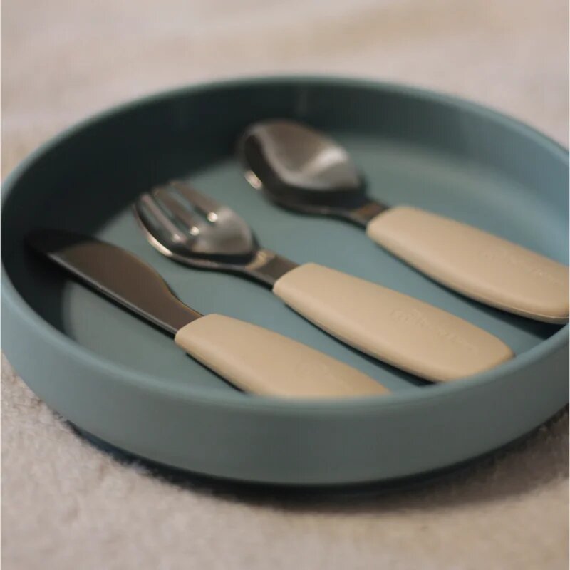 Petite&Mars Take&Match Stainless Steel Cutlery Set pribor za otroke Sweet Pea 12m+ 3 kos