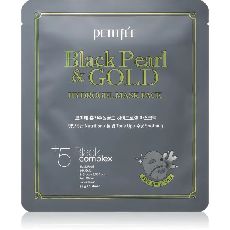 Petitfée Black Pearl & Gold intenzivna hidrogelna maska z 24-karatnim zlatom 32 g