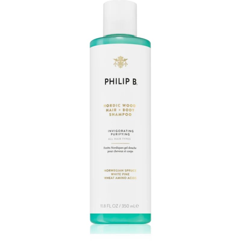 Philip B. White Label Nordic Wood čistilni šampon za telo in lase 350 ml