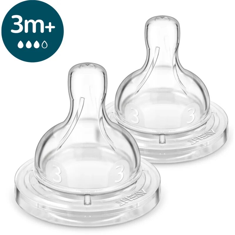 Philips Avent Anti-colic SCY763/02 cucelj za stekleničko proti kolikam 3 m+ Medium Flow 2 kos