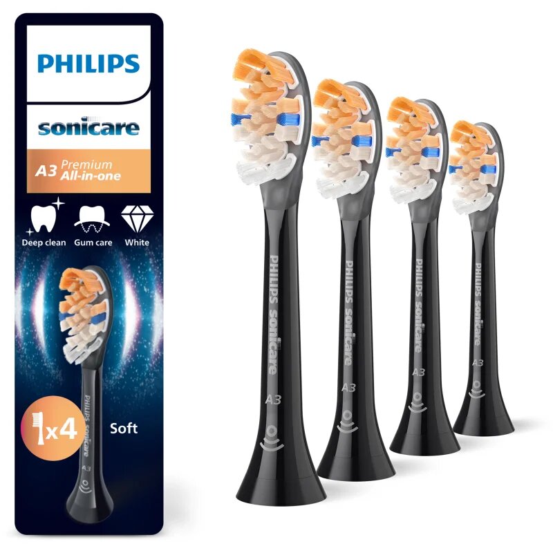 Philips Sonicare Premium All-in-One HX9094/88 nadomestne glave za zobno ščetko Black 4 kos
