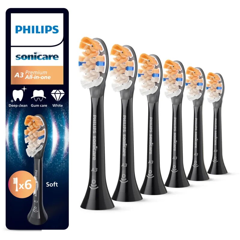 Philips Sonicare Premium All-in-One HX9096/88 nadomestne glave za zobno ščetko Black 6 kos