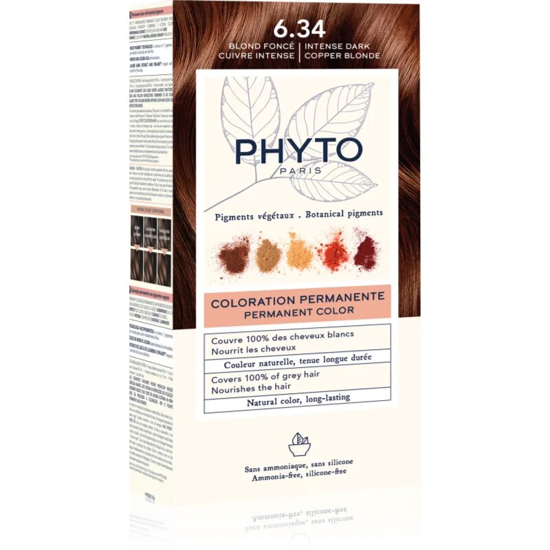 Phyto Color barva za lase brez amoniaka odtenek 6.34 Intense Dark Copper Blonde 1 kos