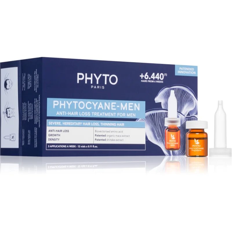 Phyto cyane Anti-Hair Loss Treatment For Men nega za spodbujanje rasti in proti izpadanju las 12x3.5 ml