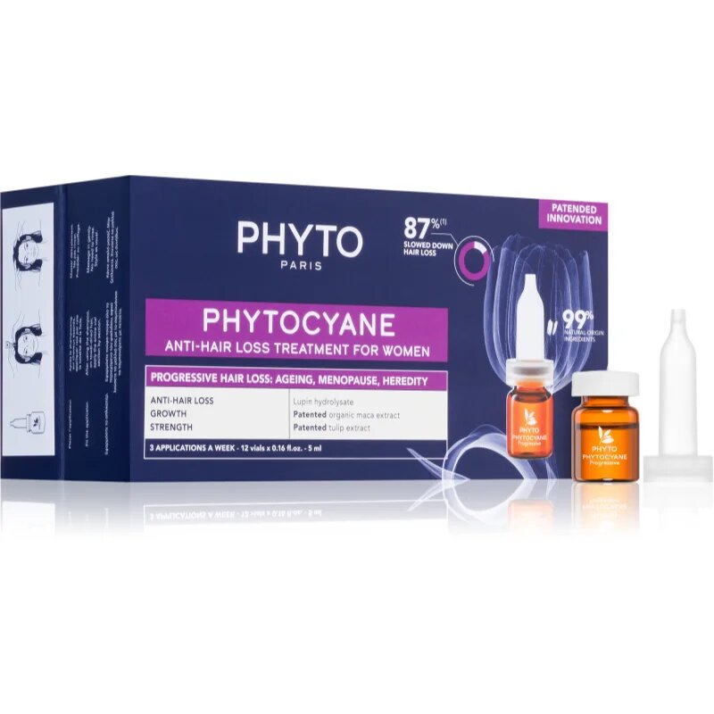 Phyto cyane Anti-Hair Loss Treatment For Women ciljna nega proti izpadanju las za ženske 12x5 ml