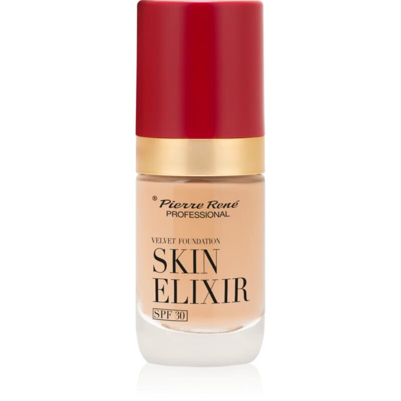 Pierre René Skin Elixir žametni tekoči puder SPF 30 odtenek no. 04 Warm Nude 25 ml