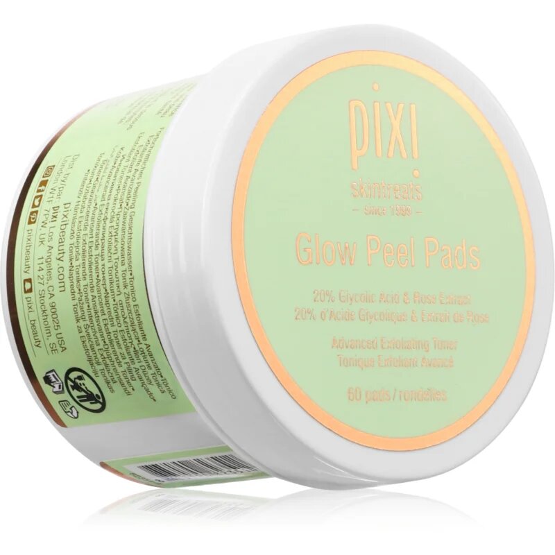 Pixi Glow Peel eksfoliacijske blazinice za posvetlitev in zgladitev kože 60 kos