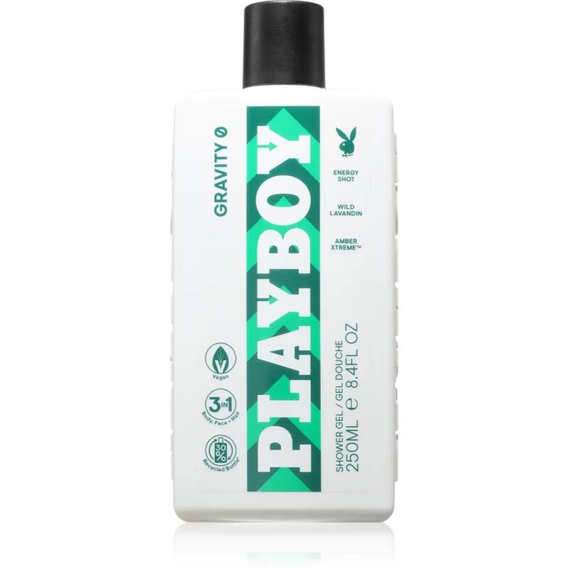 Playboy Gravity 0 gel za prhanje 3v1 za moške 250 ml