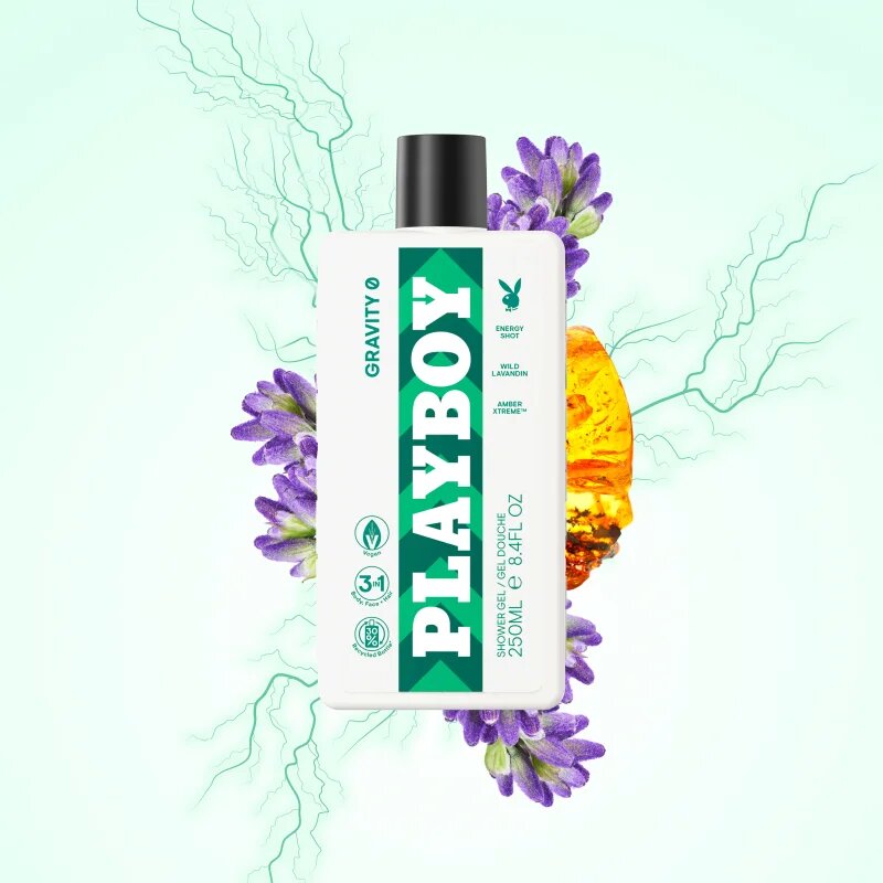 Playboy Gravity 0 gel za prhanje 3v1 za moške 250 ml