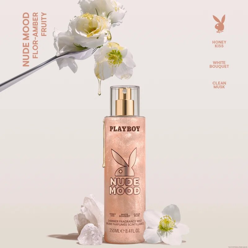 Playboy Nude Mood pršilo za telo z bleščicami za ženske 250 ml