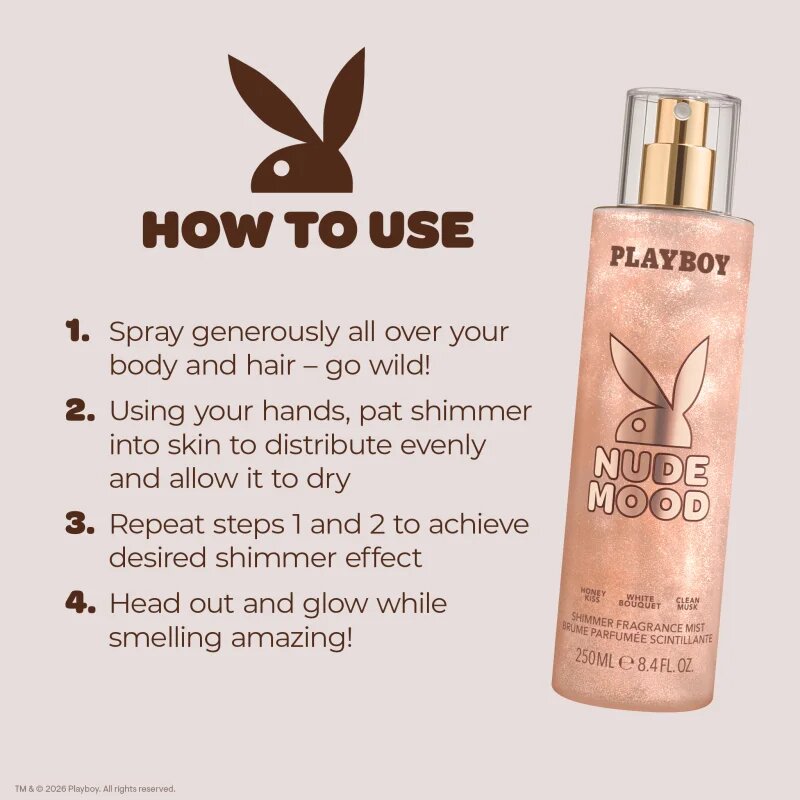 Playboy Nude Mood pršilo za telo z bleščicami za ženske 250 ml
