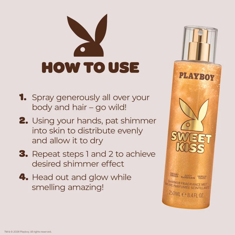 Playboy Sweet Kiss pršilo za telo z bleščicami za ženske 250 ml