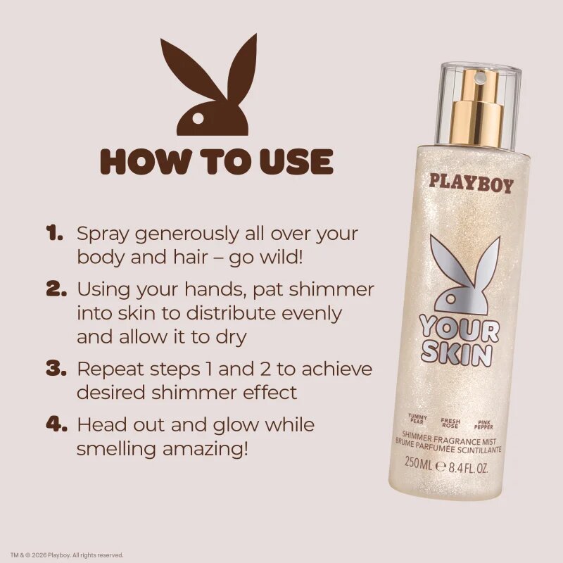 Playboy Your Skin pršilo za telo z bleščicami za ženske 250 ml