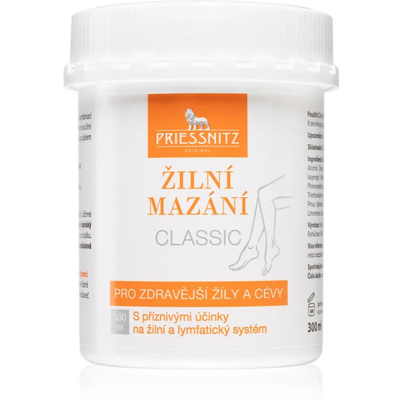 Priessnitz Classic masažna krema s koristnimi učinki na žilni in limfni sistem 300 ml