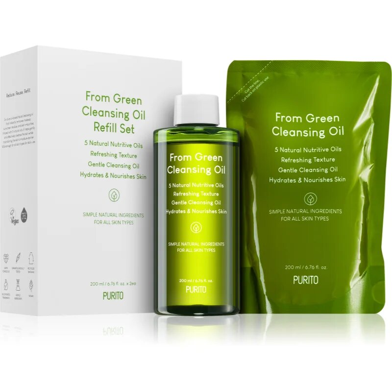 Purito From Green čistilno olje za obraz + nadomestno polnilo 2x200 ml