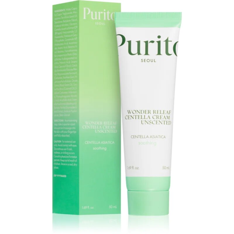 Purito Wonder Releaf Centella Cream Unscented regeneracijska krema za pomiritev kože 50 ml