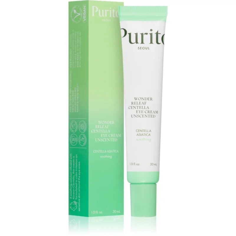 Purito Wonder Releaf Centella Eye Cream Unscented lahka krema za predel okoli oči proti oteklinam in temnim kolobarjem 30 ml