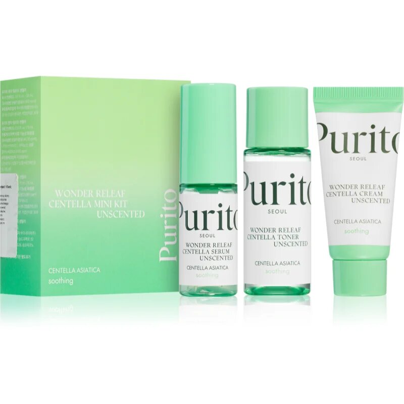 Purito Wonder Releaf Centella Mini Kit Unscented Potovalni set za občutljivo in razdraženo kožo