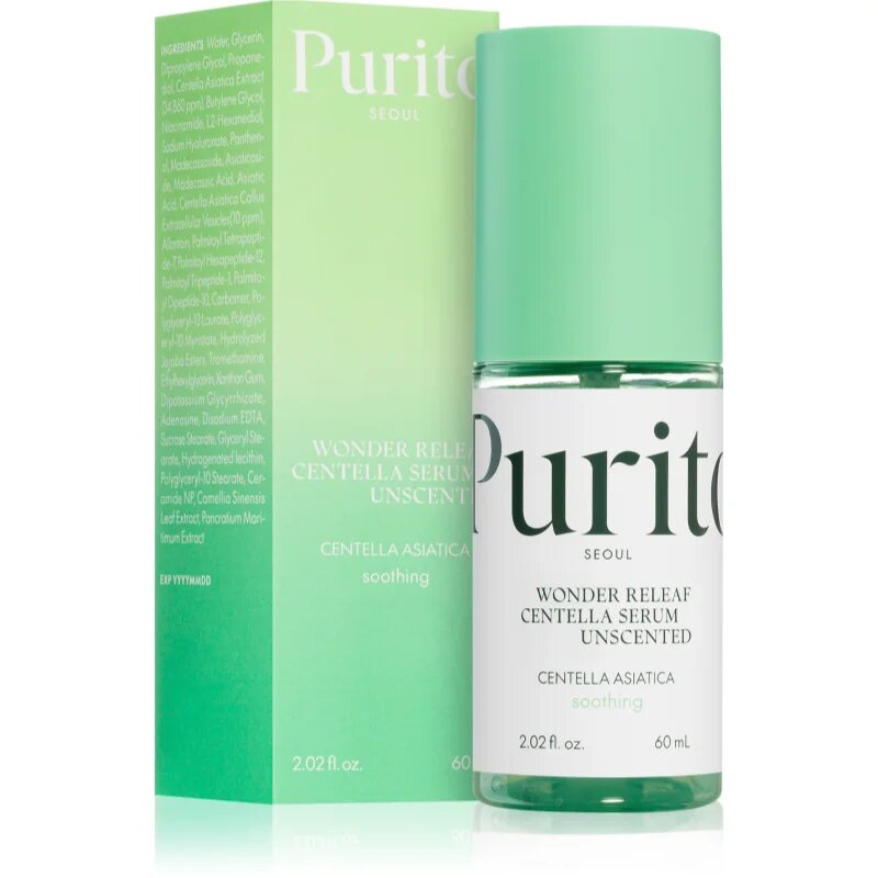 Purito Wonder Releaf Centella Serum Unscented regeneracijski serum za obraz za pomiritev in okrepitev občutljive kože 60 ml