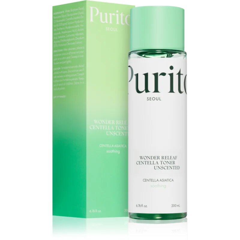 Purito Wonder Releaf Centella Toner Unscented pomirjajoči tonik za obraz za občutljivo kožo 200 ml