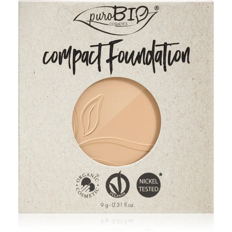 puroBIO Cosmetics Compact Foundation kompaktna pudrasta podlaga nadomestno polnilo SPF 10 odtenek 01 9 g