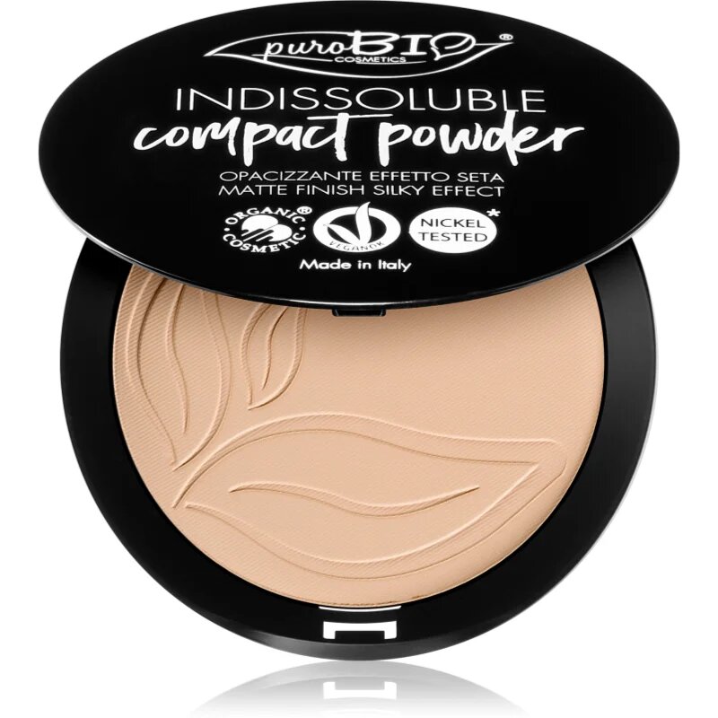 puroBIO Cosmetics Indissouble kompaktni puder z mat učinkom odtenek 02 9 g