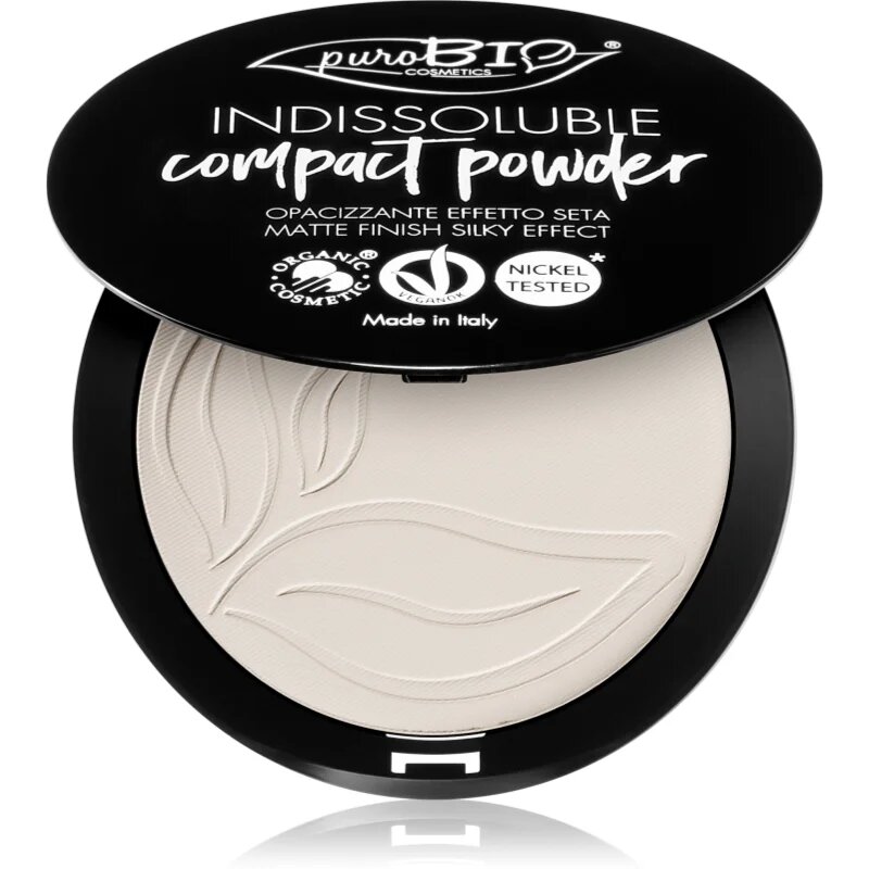 puroBIO Cosmetics Indissouble kompaktni puder z mat učinkom odtenek T00 9 g