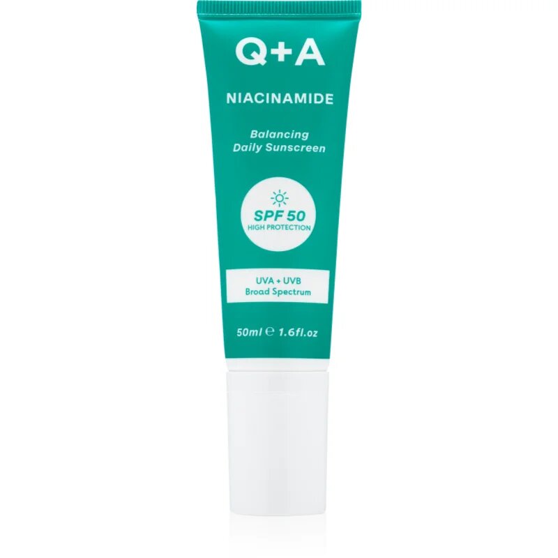 Q+A Niacinamide zaščitna krema za obraz SPF 50 50 ml