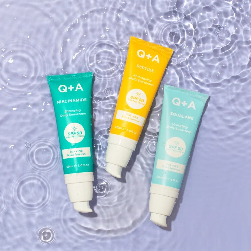 Q+A Peptide zaščitna krema za obraz SPF 50 50 ml