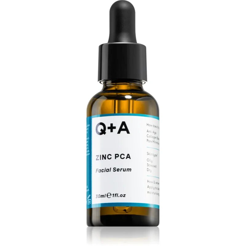 Q+A Zinc PCA serum za obraz za glajenje kože in zmanjšanje por 30 ml