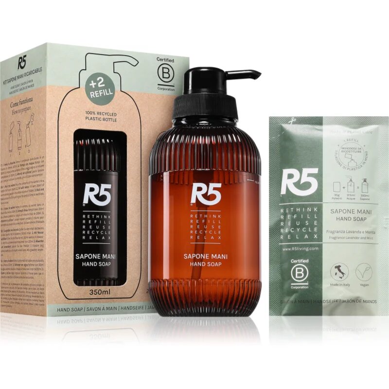 R5 Sapone Mani tekoče milo + nadomestno polnilo