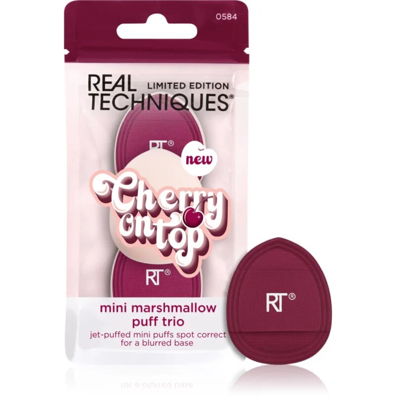 Real Techniques Cherry On Top Mini Marshmallow Puff Trio gobica za tekoči puder
