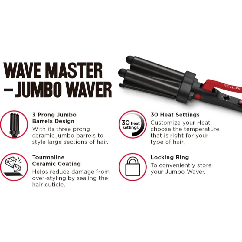 Revlon Beauty Wave Master Jumbo kodralnik za trojne kodre 1 kos
