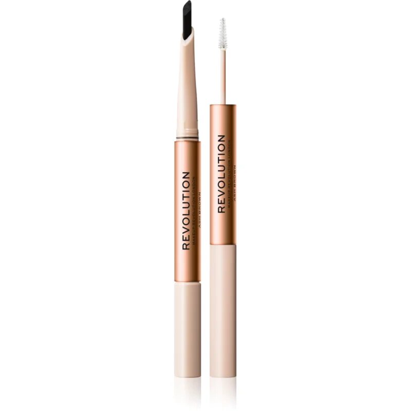 Revolution Fluffy Brow Filter Duo obojestranski svinčnik za obrvi za fiksacijo in obliko odtenek Ash Brown 0.12 g