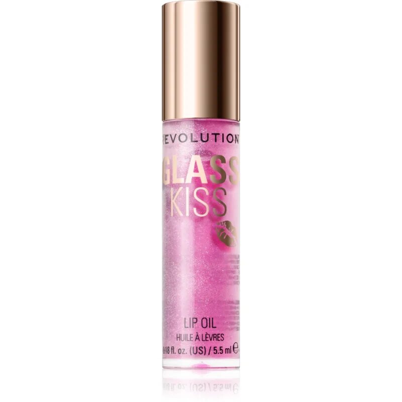 Revolution Glass Kiss bleščeče olje za ustnice odtenek Enchanted Purple 5.5 ml