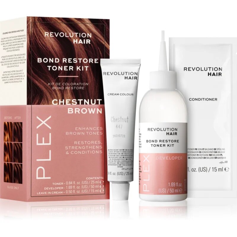Revolution Haircare Plex Bond Restore Kit set za intenzivnost barve las odtenek Chestnut Brown 1 kos
