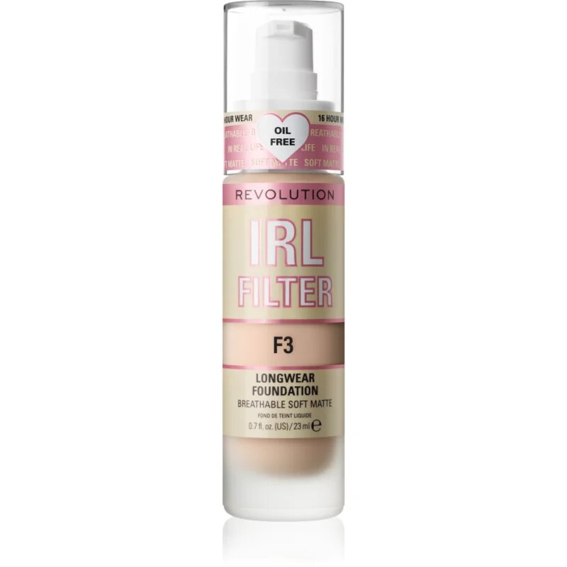 Revolution IRL Filter dolgoobstojni matirajoči tekoči puder odtenek F3 23 ml