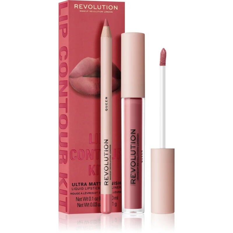 Revolution Lip Contour Kit set za ustnice odtenek Queen 2 kos