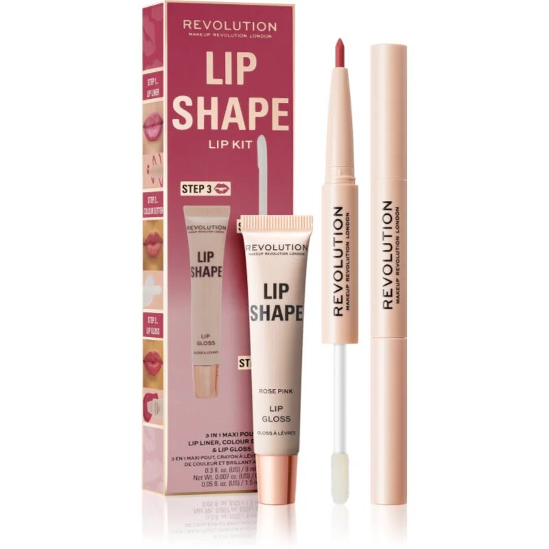 Revolution Lip Shape Kit set za ustnice odtenek Rose Pink 1 kos