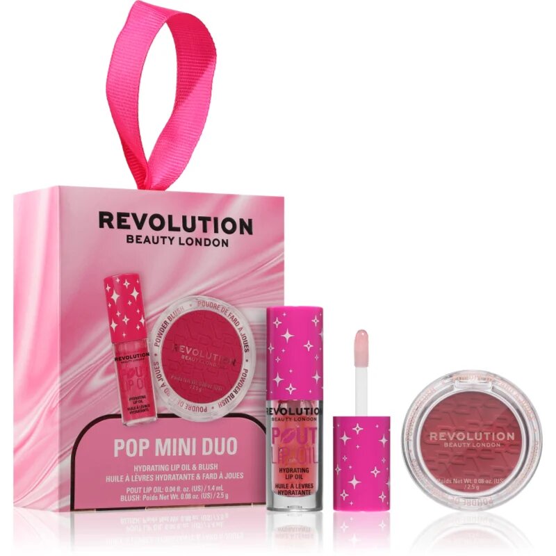 Revolution Pop Mini Duo Hydrating Lip Oil & Blush darilni set za ženske 1 kos